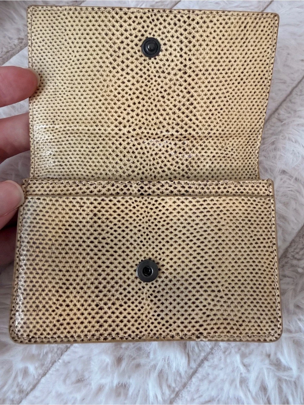 Bottega Veneta Lemon Washed Intrecciato Karung Leather Snap Fold Over Wallet